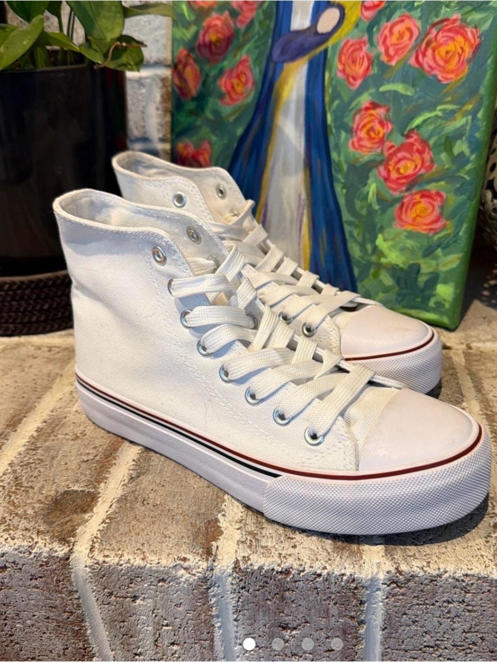 Classic High-Top Canvas Sneakers in White